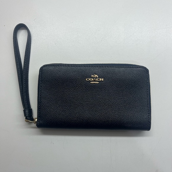 Coach Handbags - Coach Midnight Blue Small Leather Wristlet